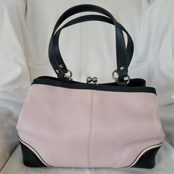 Coach Laura Spectator Violet/Navy/Plum Pebbled Leather purse - Picture 2 of 12